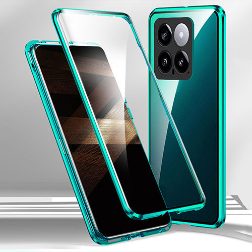 Luxury Aluminum Metal Frame Mirror Cover Case 360 Degrees for Xiaomi Mi 14 5G Green