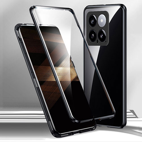 Luxury Aluminum Metal Frame Mirror Cover Case 360 Degrees for Xiaomi Mi 14 Pro 5G Black