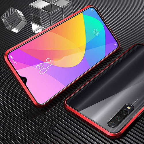 Luxury Aluminum Metal Frame Mirror Cover Case 360 Degrees for Xiaomi Mi A3 Red