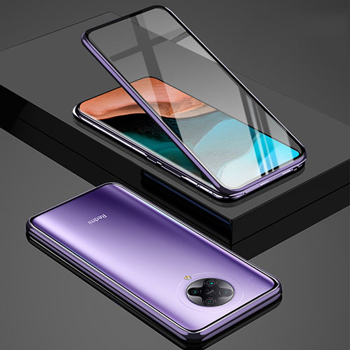 Luxury Aluminum Metal Frame Mirror Cover Case 360 Degrees for Xiaomi Poco F2 Pro Purple