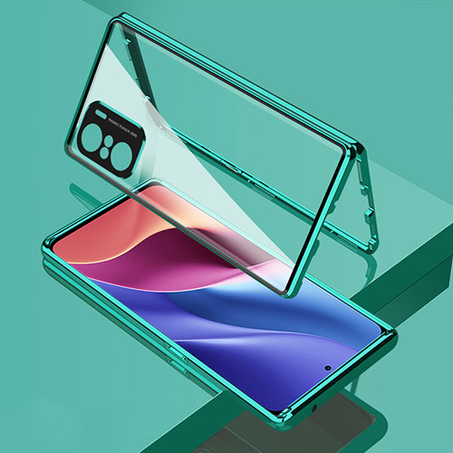 Luxury Aluminum Metal Frame Mirror Cover Case 360 Degrees for Xiaomi Poco F3 5G Green