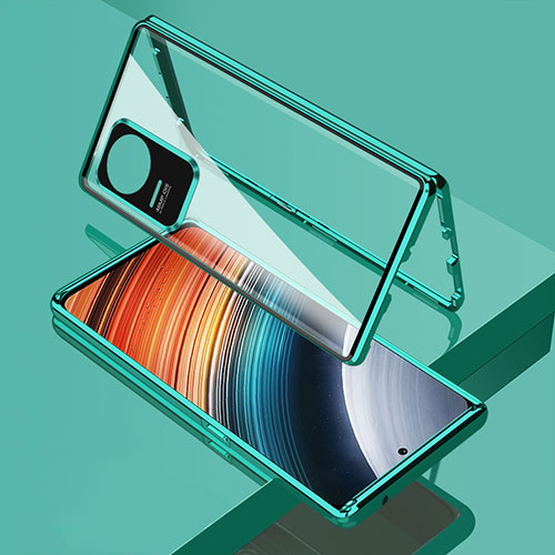 Luxury Aluminum Metal Frame Mirror Cover Case 360 Degrees for Xiaomi Poco F4 5G Green