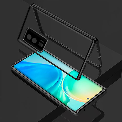 Luxury Aluminum Metal Frame Mirror Cover Case 360 Degrees for Xiaomi Poco F5 Pro 5G Black