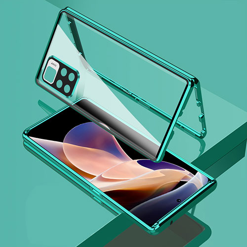 Luxury Aluminum Metal Frame Mirror Cover Case 360 Degrees for Xiaomi Poco X4 NFC Green