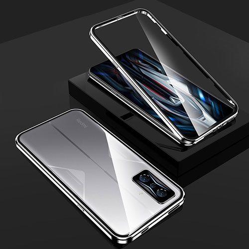 Luxury Aluminum Metal Frame Mirror Cover Case 360 Degrees for Xiaomi Redmi K50 Gaming 5G Silver