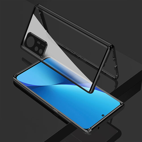 Luxury Aluminum Metal Frame Mirror Cover Case 360 Degrees for Xiaomi Redmi K50 Ultra 5G Black