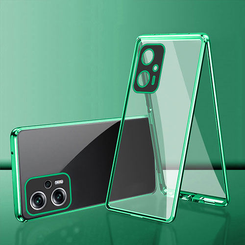 Luxury Aluminum Metal Frame Mirror Cover Case 360 Degrees for Xiaomi Redmi K50i 5G Green