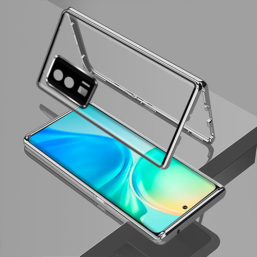 Luxury Aluminum Metal Frame Mirror Cover Case 360 Degrees for Xiaomi Redmi K60 5G Silver