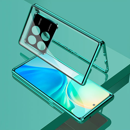 Luxury Aluminum Metal Frame Mirror Cover Case 360 Degrees for Xiaomi Redmi K70 5G Green