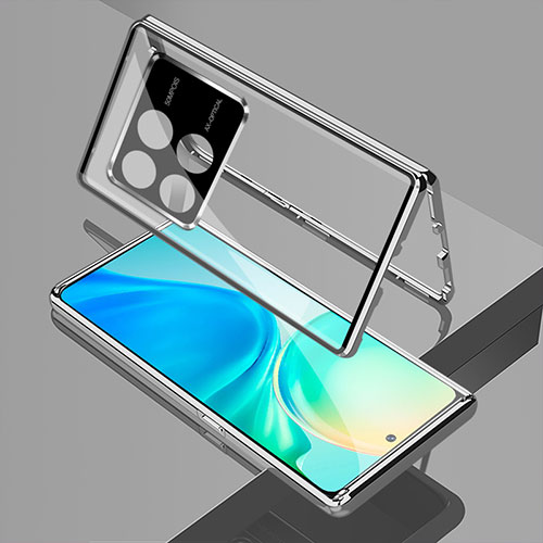 Luxury Aluminum Metal Frame Mirror Cover Case 360 Degrees for Xiaomi Redmi K70 5G Silver