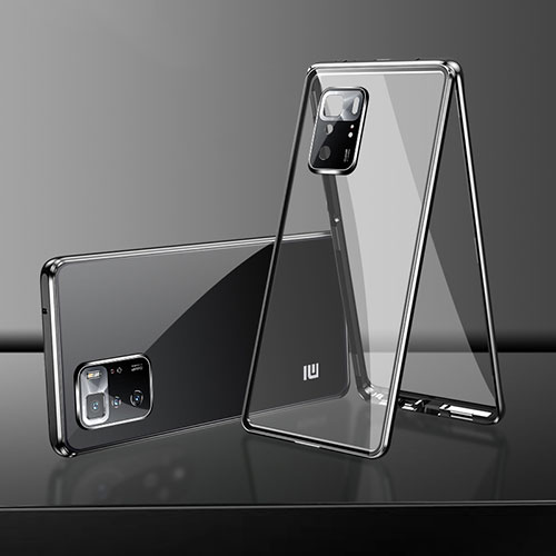 Luxury Aluminum Metal Frame Mirror Cover Case 360 Degrees for Xiaomi Redmi Note 10 5G Black