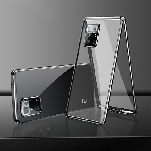 Luxury Aluminum Metal Frame Mirror Cover Case 360 Degrees for Xiaomi Redmi Note 10T 5G Black