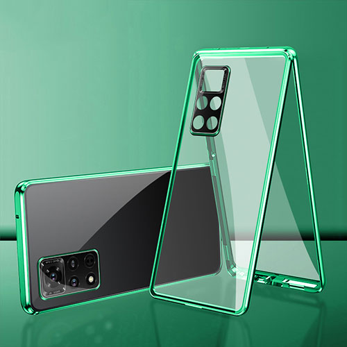 Luxury Aluminum Metal Frame Mirror Cover Case 360 Degrees for Xiaomi Redmi Note 11 Pro 4G Green