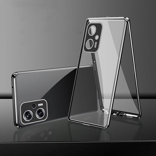 Luxury Aluminum Metal Frame Mirror Cover Case 360 Degrees for Xiaomi Redmi Note 11T Pro+ Plus 5G Black