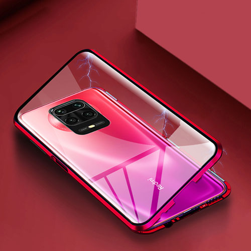 Luxury Aluminum Metal Frame Mirror Cover Case 360 Degrees for Xiaomi Redmi Note 9 Pro Red