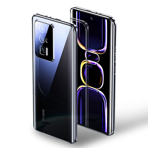 Luxury Aluminum Metal Frame Mirror Cover Case 360 Degrees K01 for Xiaomi Redmi K60 Pro 5G Black