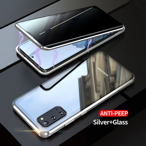 Luxury Aluminum Metal Frame Mirror Cover Case 360 Degrees LK1 for Samsung Galaxy S20 Silver