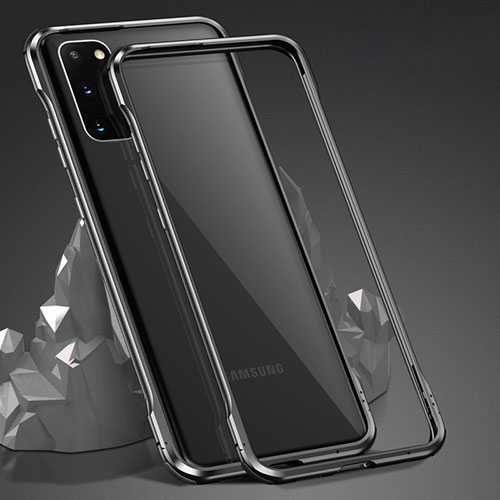 Luxury Aluminum Metal Frame Mirror Cover Case 360 Degrees LK4 for Samsung Galaxy S20 Black