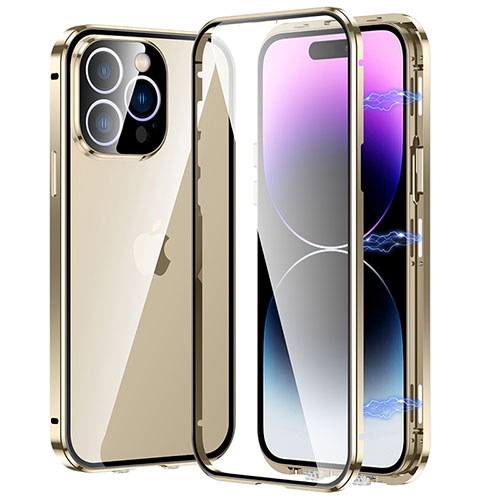 Luxury Aluminum Metal Frame Mirror Cover Case 360 Degrees LO1 for Apple iPhone 16 Pro Gold