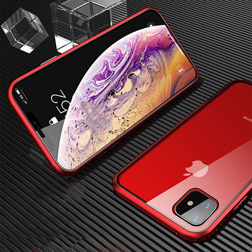 Luxury Aluminum Metal Frame Mirror Cover Case 360 Degrees M01 for Apple iPhone 11 Red