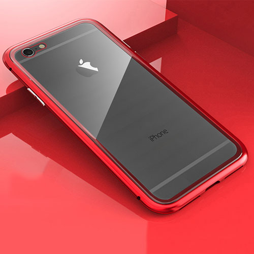 Luxury Aluminum Metal Frame Mirror Cover Case 360 Degrees M01 for Apple iPhone 6 Red