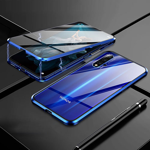 Luxury Aluminum Metal Frame Mirror Cover Case 360 Degrees M01 for Huawei Honor 20S Blue