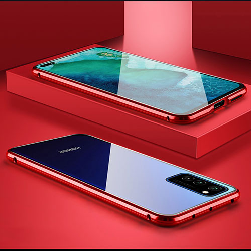 Luxury Aluminum Metal Frame Mirror Cover Case 360 Degrees M01 for Huawei Honor View 30 Pro 5G Red