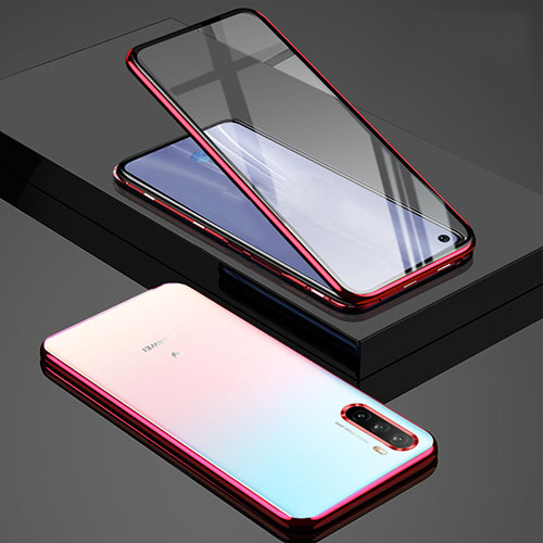 Luxury Aluminum Metal Frame Mirror Cover Case 360 Degrees M01 for Huawei Mate 40 Lite 5G Red