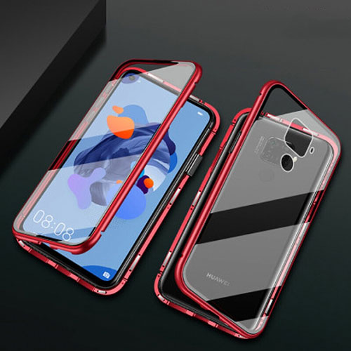 Luxury Aluminum Metal Frame Mirror Cover Case 360 Degrees M01 for Huawei Nova 5z Red