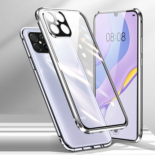 Luxury Aluminum Metal Frame Mirror Cover Case 360 Degrees M01 for Huawei Nova 8 SE 5G Silver