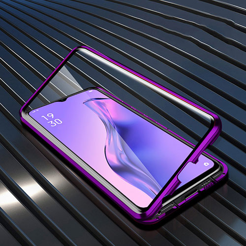 Luxury Aluminum Metal Frame Mirror Cover Case 360 Degrees M01 for Oppo A31 Purple