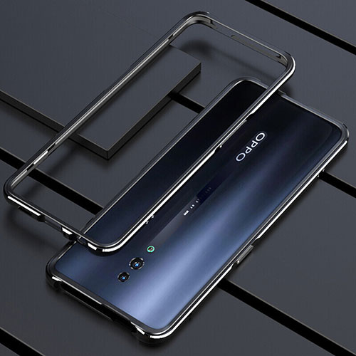 Luxury Aluminum Metal Frame Mirror Cover Case 360 Degrees M01 for Oppo Reno Black