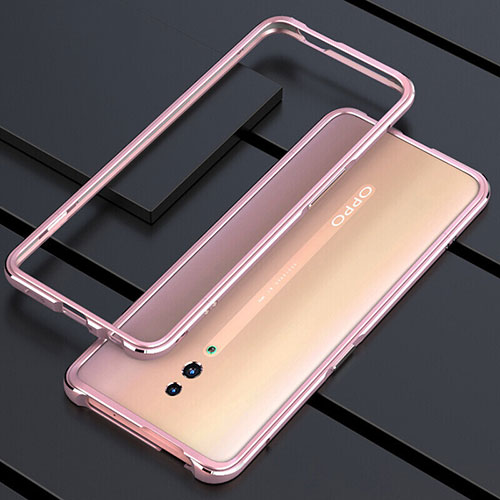 Luxury Aluminum Metal Frame Mirror Cover Case 360 Degrees M01 for Oppo Reno Rose Gold