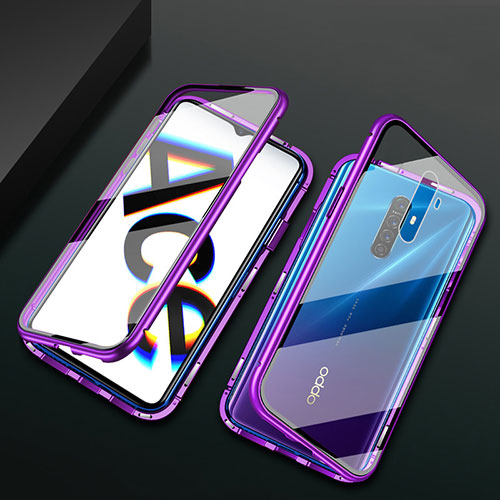 Luxury Aluminum Metal Frame Mirror Cover Case 360 Degrees M01 for Realme X2 Pro Purple