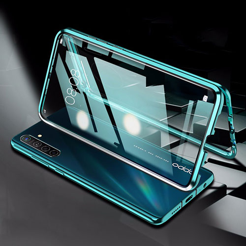 Luxury Aluminum Metal Frame Mirror Cover Case 360 Degrees M01 for Realme XT Green