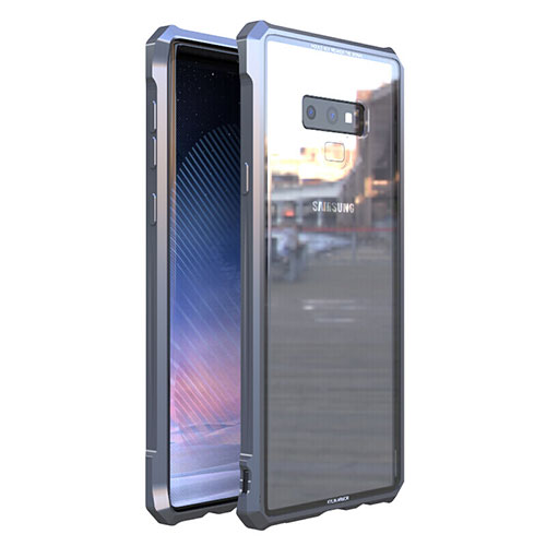 Luxury Aluminum Metal Frame Mirror Cover Case 360 Degrees M01 for Samsung Galaxy Note 9 Silver