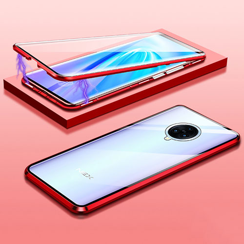 Luxury Aluminum Metal Frame Mirror Cover Case 360 Degrees M01 for Vivo Nex 3 5G Red