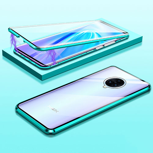 Luxury Aluminum Metal Frame Mirror Cover Case 360 Degrees M01 for Vivo Nex 3S Green