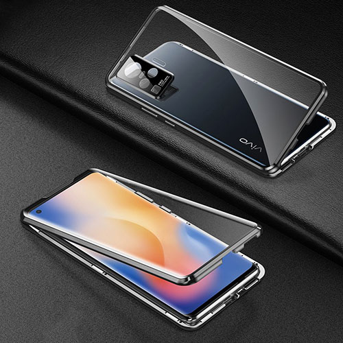 Luxury Aluminum Metal Frame Mirror Cover Case 360 Degrees M01 for Vivo X50 Pro 5G Black