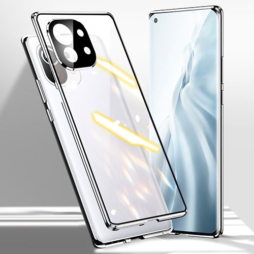 Luxury Aluminum Metal Frame Mirror Cover Case 360 Degrees M01 for Xiaomi Mi 11 Lite 5G NE Silver