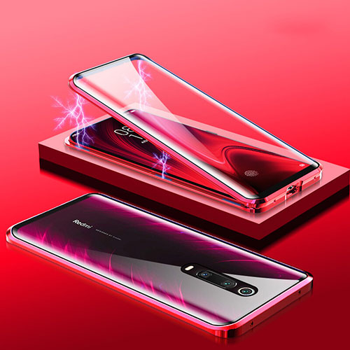 Luxury Aluminum Metal Frame Mirror Cover Case 360 Degrees M01 for Xiaomi Mi 9T Pro Red