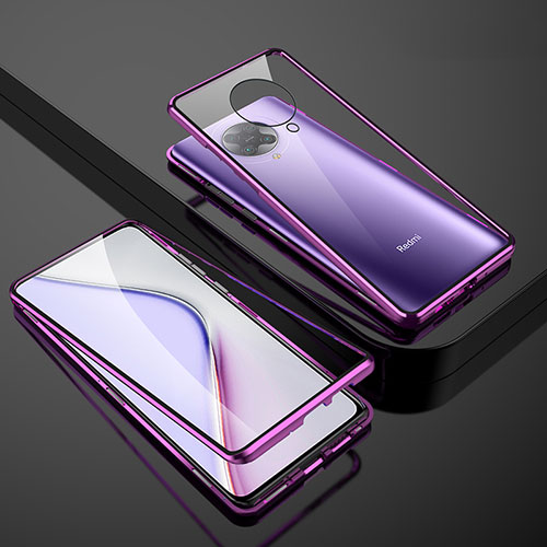 Luxury Aluminum Metal Frame Mirror Cover Case 360 Degrees M01 for Xiaomi Redmi K30 Pro Zoom Purple