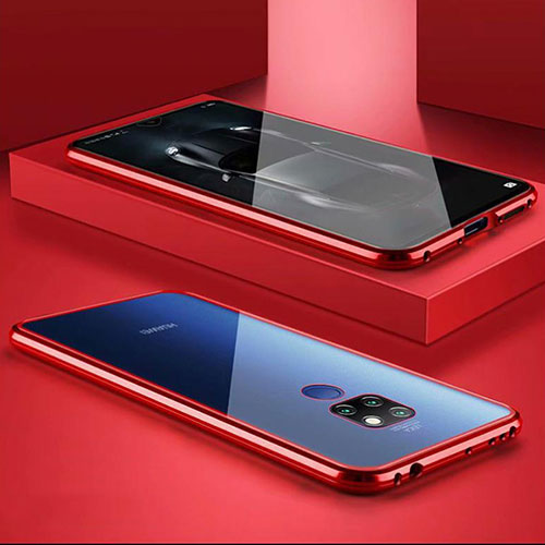 Luxury Aluminum Metal Frame Mirror Cover Case 360 Degrees M02 for Huawei Mate 30 Lite Red