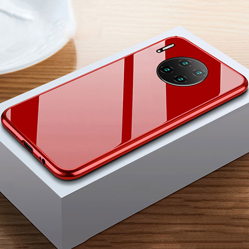 Luxury Aluminum Metal Frame Mirror Cover Case 360 Degrees M02 for Huawei Mate 30 Pro 5G Red