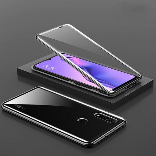 Luxury Aluminum Metal Frame Mirror Cover Case 360 Degrees M02 for Oppo A31 Black