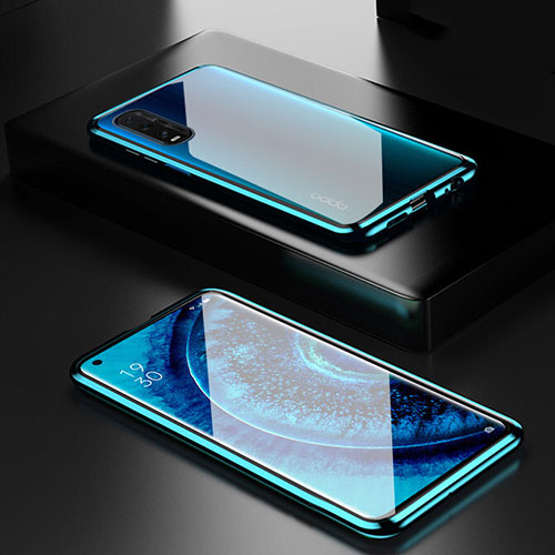 Luxury Aluminum Metal Frame Mirror Cover Case 360 Degrees M02 for Oppo Find X2 Green