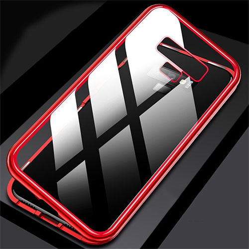 Luxury Aluminum Metal Frame Mirror Cover Case 360 Degrees M02 for Samsung Galaxy Note 9 Red