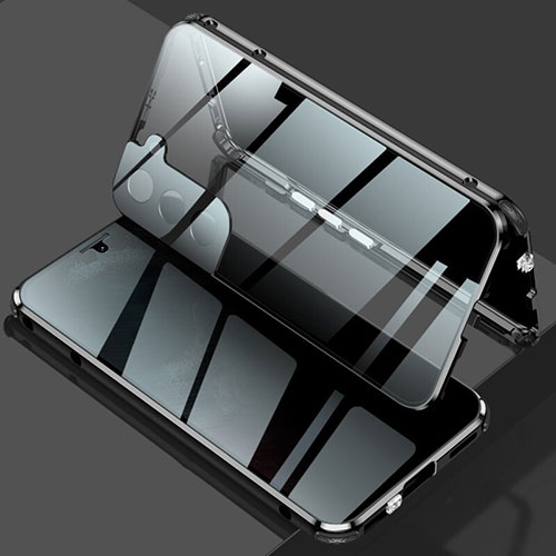 Luxury Aluminum Metal Frame Mirror Cover Case 360 Degrees M02 for Samsung Galaxy S22 Plus 5G Black