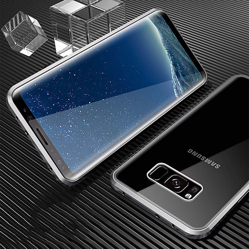 Luxury Aluminum Metal Frame Mirror Cover Case 360 Degrees M02 for Samsung Galaxy S8 Plus Silver