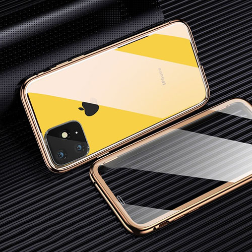 Luxury Aluminum Metal Frame Mirror Cover Case 360 Degrees M03 for Apple iPhone 11 Pro Max Yellow